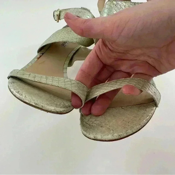 Charles David heels 7.5 green leather snake mermaidcore metallic formal prom - Picture 13 of 14